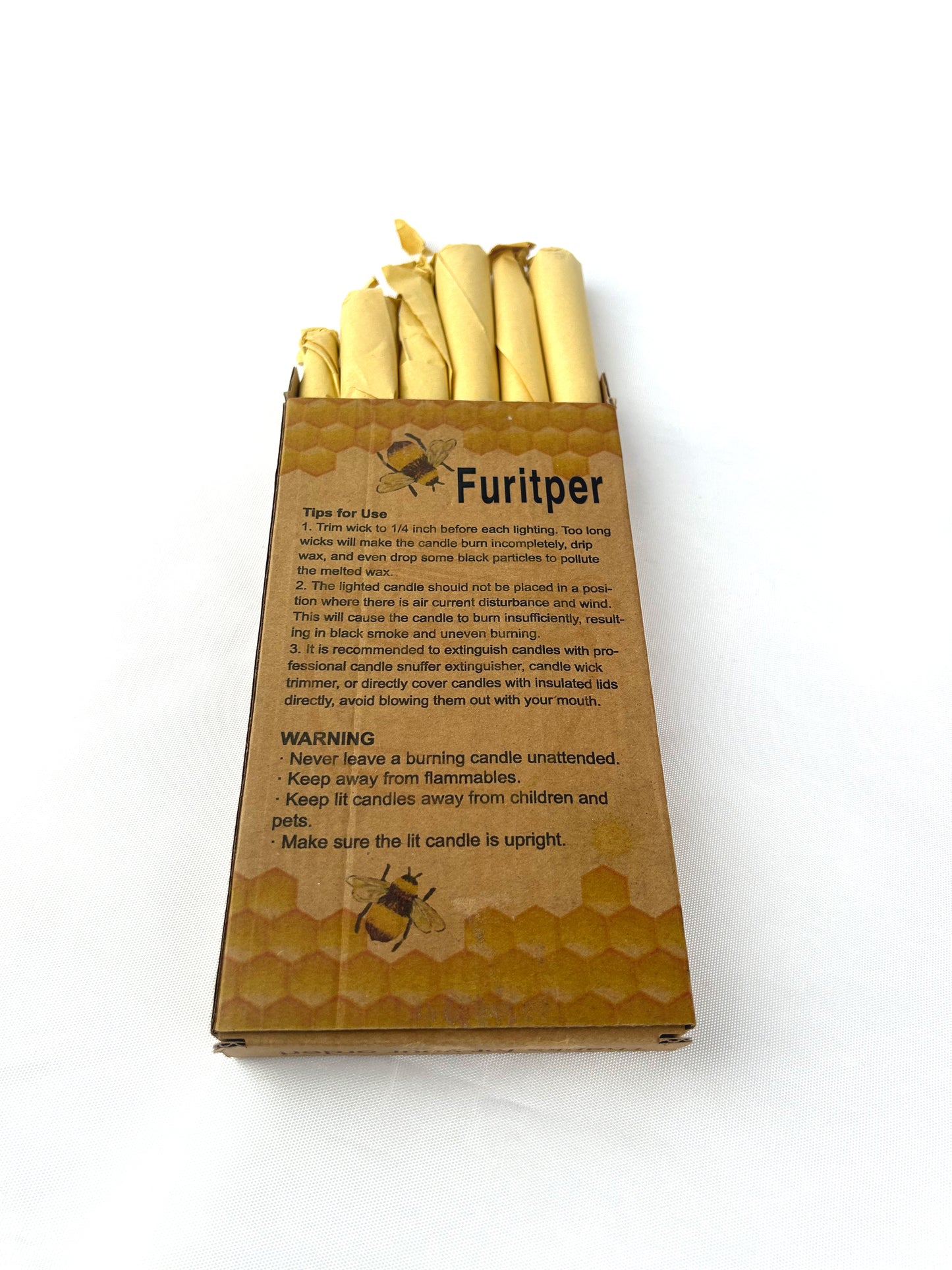 FURITPER 6 Packs Natural Beeswax Taper Candles- 8 inch Beeswax Candles, Smokeless and Dripless Beeswax Candles- 8 Hour Burn Time Beeswax Candlesticks- for Christmas Home Decor Air Purification Spa Relaxation