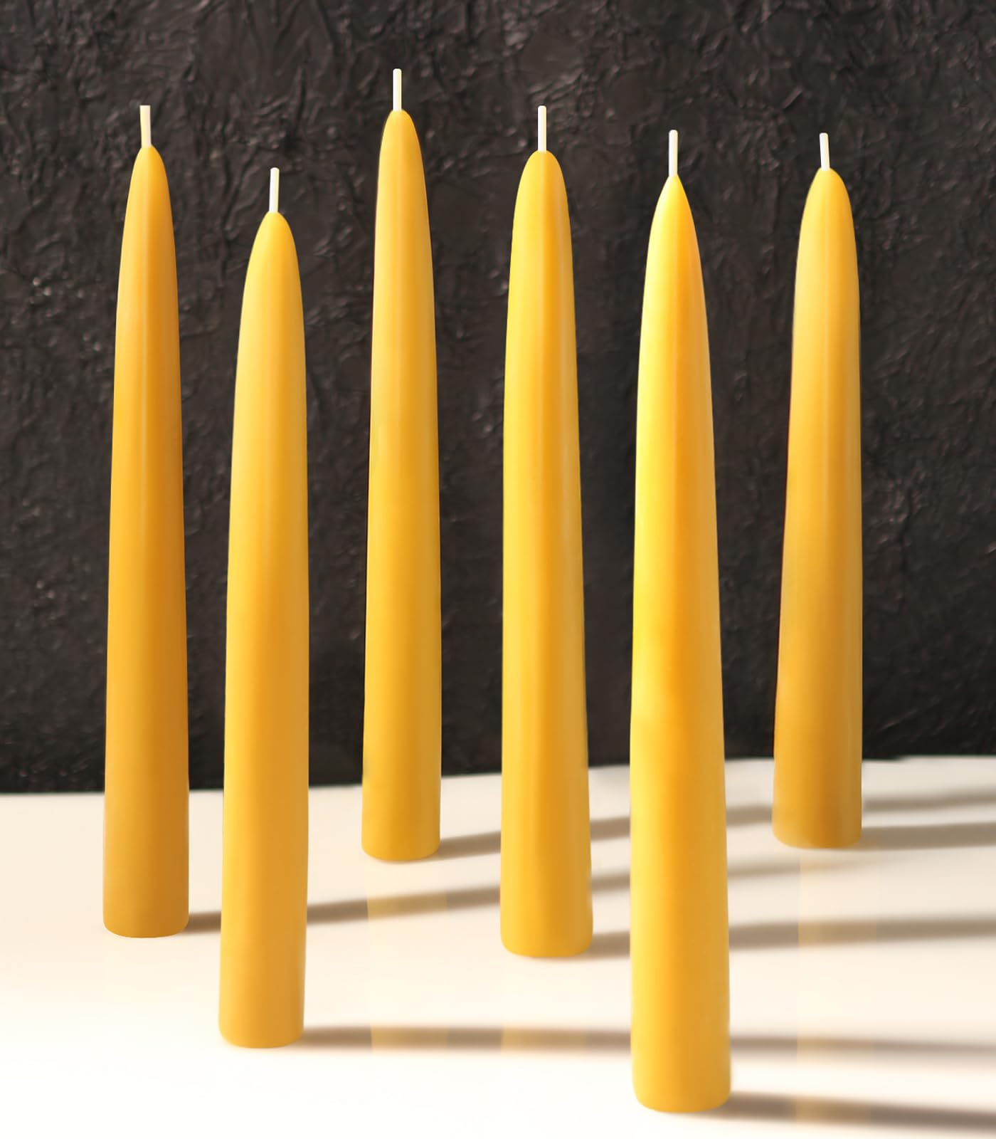 FURITPER 6 Packs Natural Beeswax Taper Candles- 8 inch Beeswax Candles, Smokeless and Dripless Beeswax Candles- 8 Hour Burn Time Beeswax Candlesticks- for Christmas Home Decor Air Purification Spa Relaxation