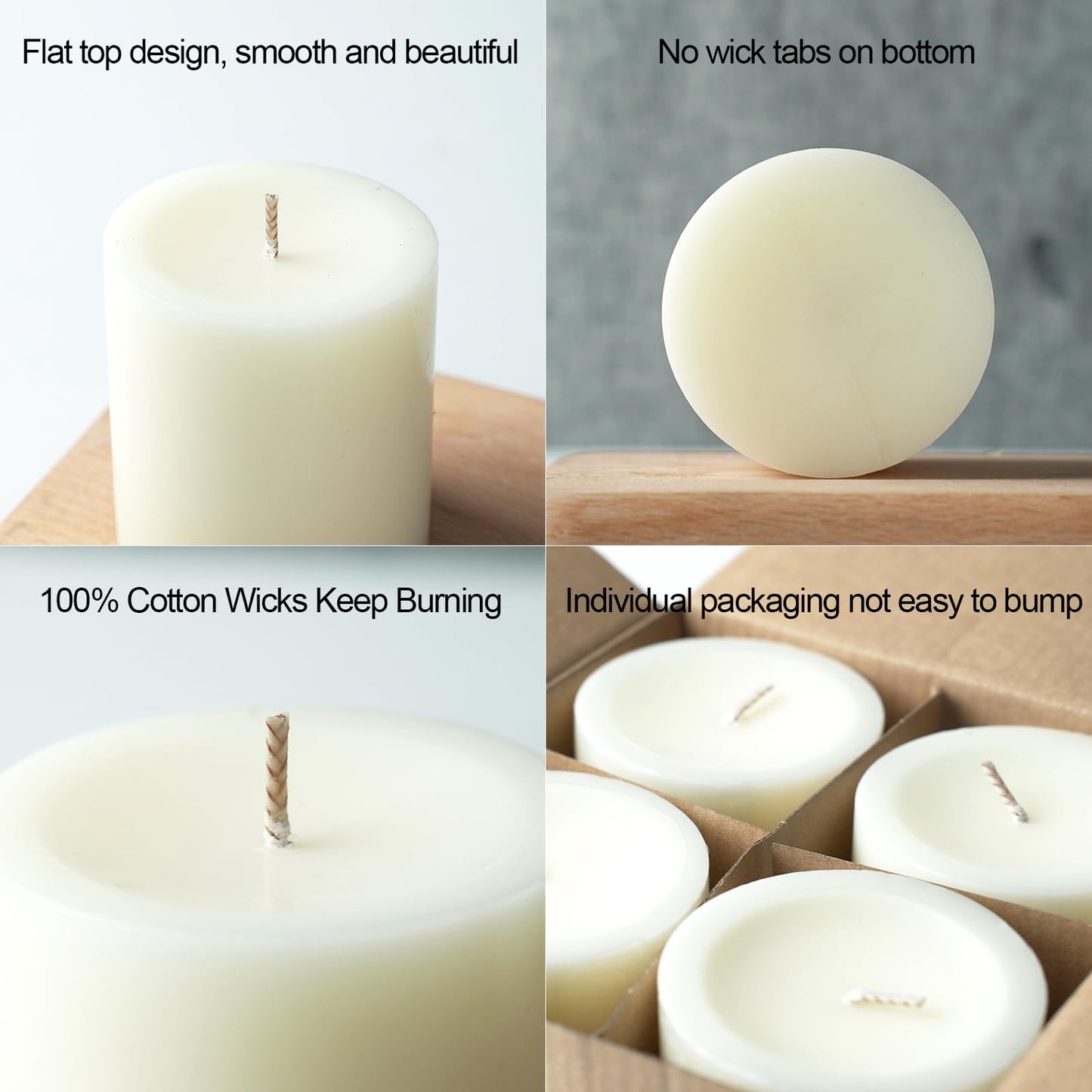 TMBDDD Pillar Candles - 2.8x3 inch | 30 Hours Burning, 4 Count - Ivory Unscented Pillar Candles - Dripless Candle Pillar Perfect for Wedding, Parties, Spas, Home Gatherings and Dinner