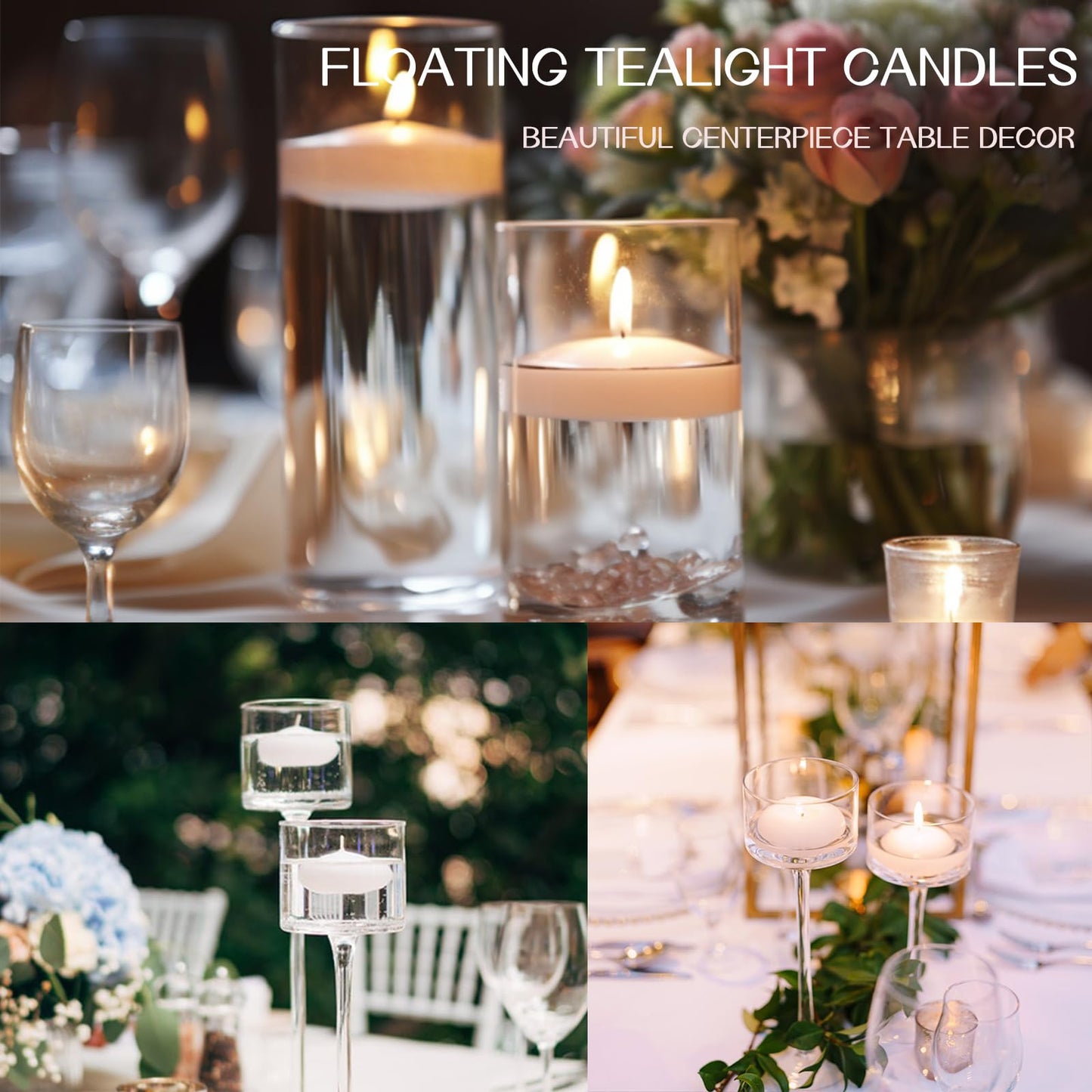 DILILILI 20 Pack Unscented Floating Candles 2 inch, White Floating Candles for Centerpieces with 5+ Hours Long Burn Time, Dripless Wax Discs Smokeless Floating Candles for Holiday, Weddings,Home