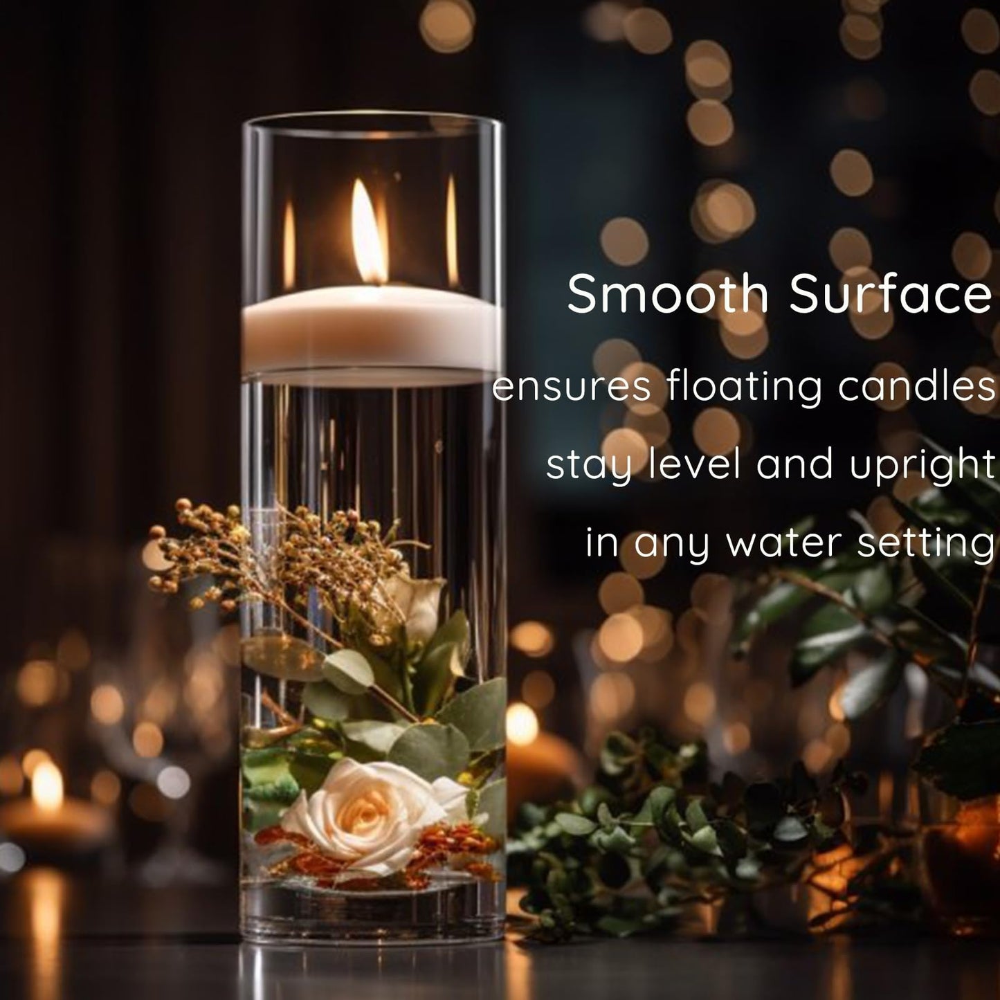DILILILI 20 Pack Unscented Floating Candles 2 inch, White Floating Candles for Centerpieces with 5+ Hours Long Burn Time, Dripless Wax Discs Smokeless Floating Candles for Holiday, Weddings,Home