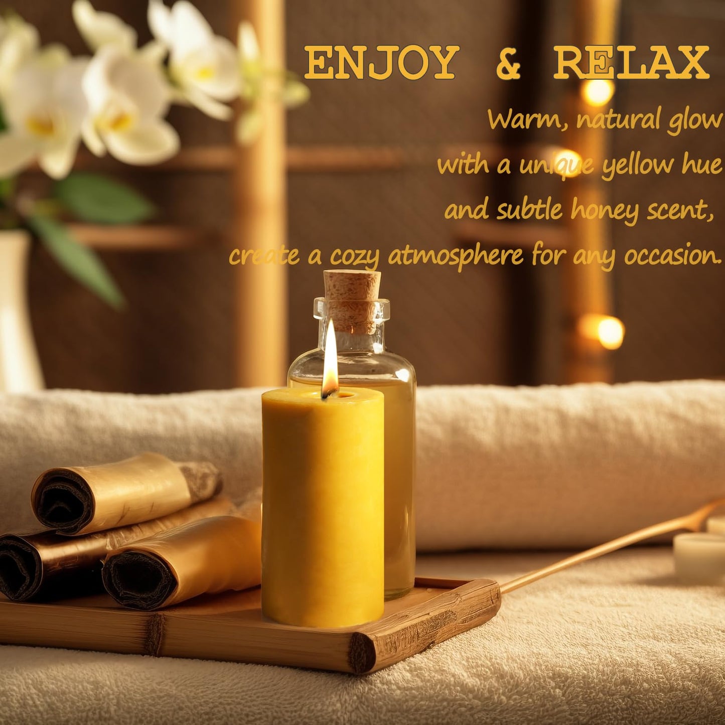 GGBONED Natural Beeswax Pillar Candles 1 Packs, 140 Hours Burn Time, 100% Pure Beeswax Candles for Emergency Prayer Home Deco, Bees Wax Candles for Relax, Smokeless & Dripless [2x4 inch]